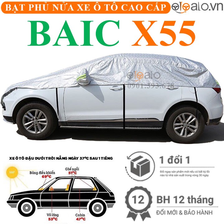 Bạt phủ nóc xe BAIC X55 vải dù 3 lớp cao cấp - OTOALO