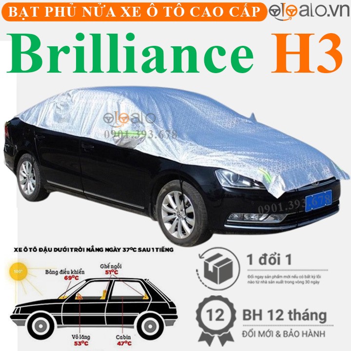 Bạt phủ nóc xe Brilliance H3 vải dù 3 lớp cao cấp - OTOALO