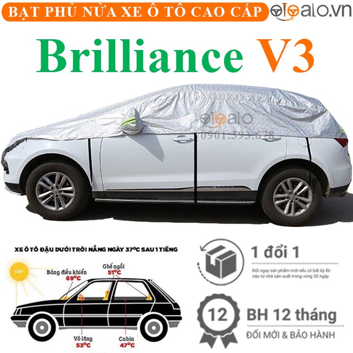 Bạt phủ nóc xe Brilliance V3 vải dù 3 lớp cao cấp - OTOALO