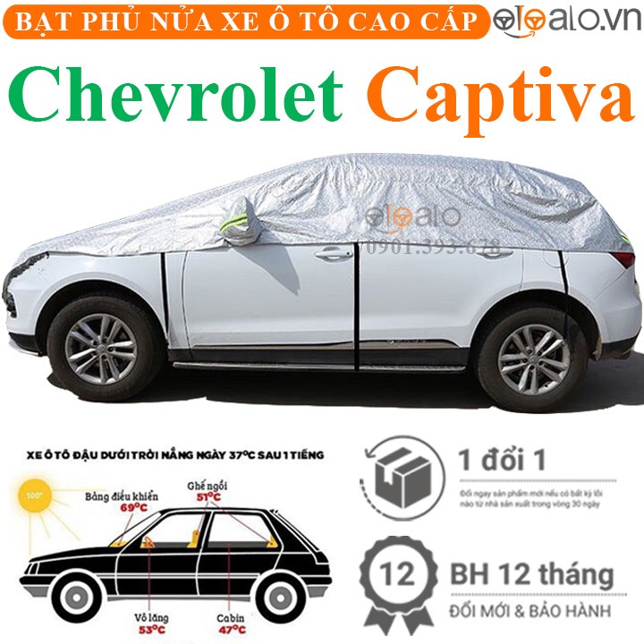 Bạt phủ nóc xe Chevrolet Captiva vải dù 3 lớp cao cấp - OTOALO