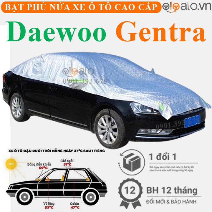 Bạt phủ nóc xe Daewoo Gentra vải dù 3 lớp cao cấp - OTOALO
