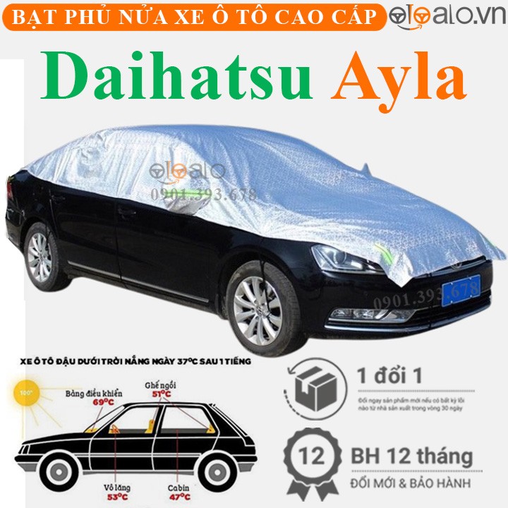 Bạt phủ nóc xe Daihatsu Ayla vải dù 3 lớp cao cấp - OTOALO