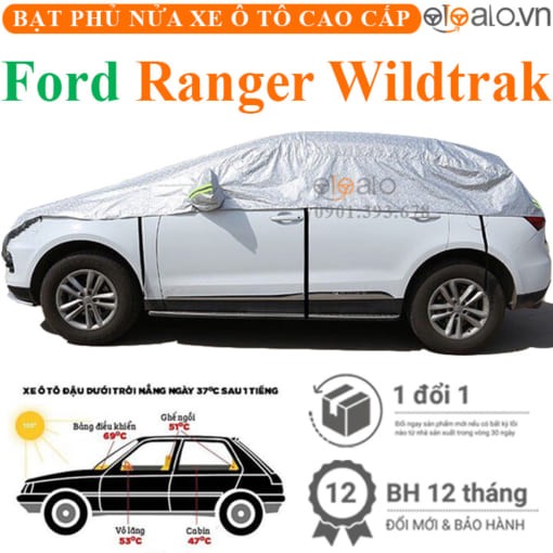 Bạt phủ nóc xe Ford Ranger Wildtrak vải dù 3 lớp cao cấp - OTOALO