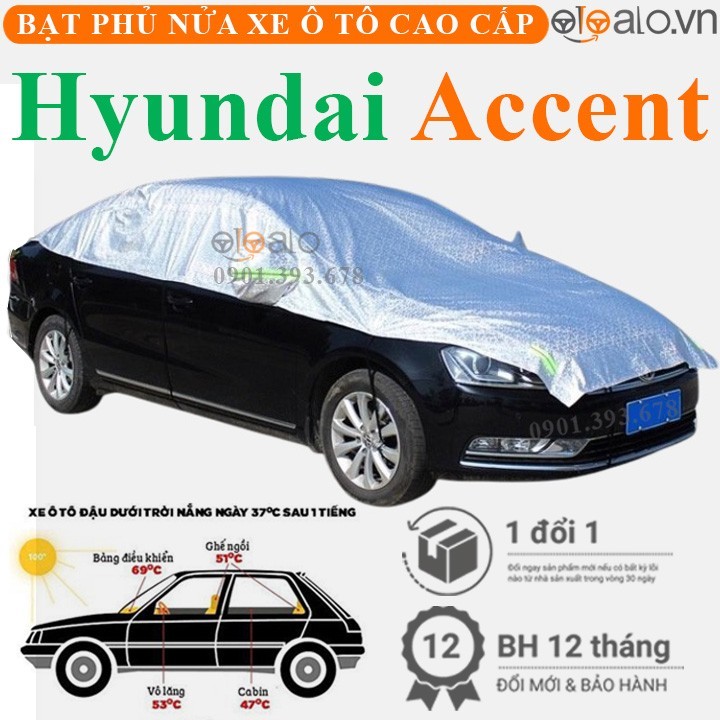 Bạt phủ nóc xe Hyundai Accent vải dù 3 lớp cao cấp - OTOALO