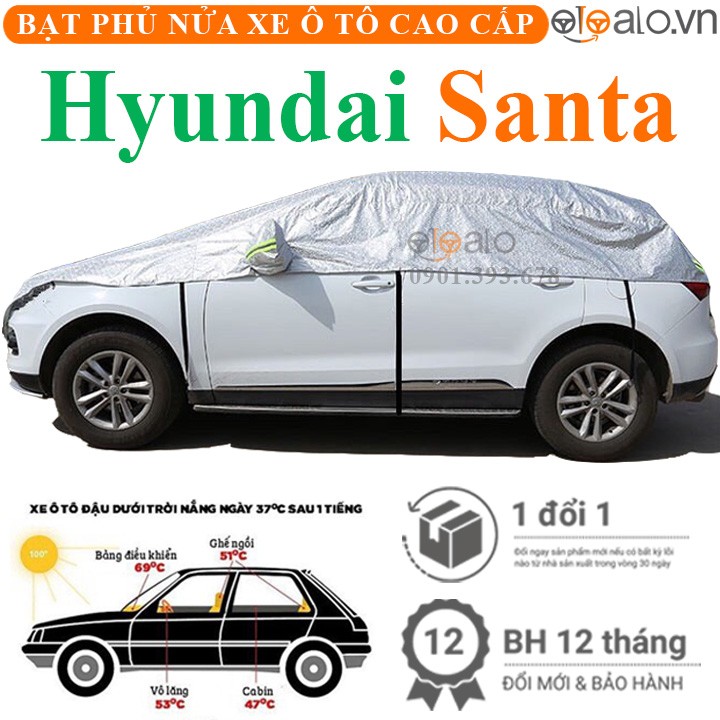Bạt phủ nóc xe Hyundai Santa Cruz vải dù 3 lớp cao cấp - OTOALO