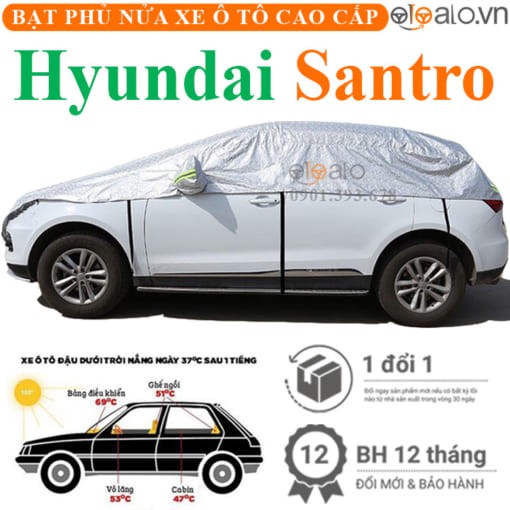 Bạt phủ nóc xe Hyundai Santro vải dù 3 lớp cao cấp - OTOALO