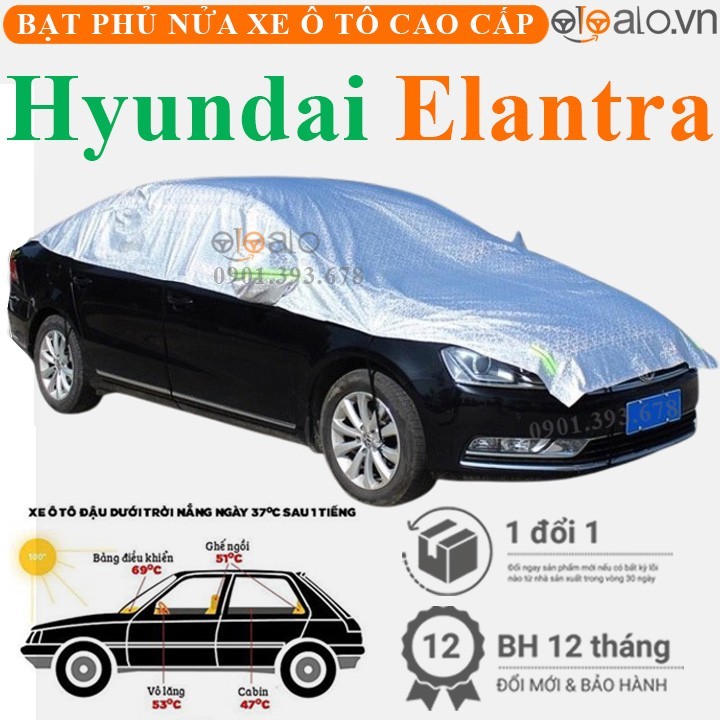 Bạt phủ nóc xe Hyundai Elantra vải dù 3 lớp cao cấp - OTOALO