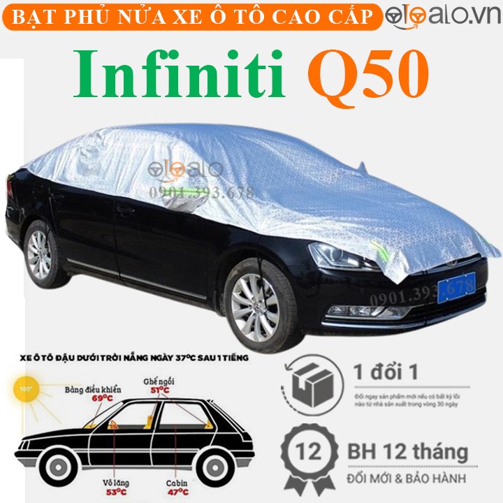 Bạt phủ nóc xe Infiniti Q50 vải dù 3 lớp cao cấp - OTOALO