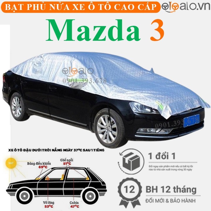 Bạt phủ nóc xe Mazda 3 vải dù 3 lớp cao cấp - OTOALO