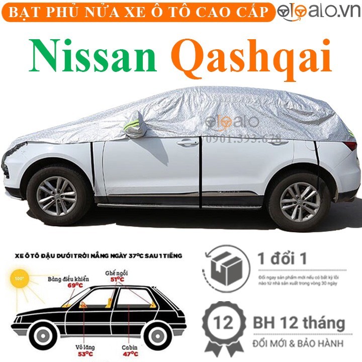 Bạt phủ nóc xe Nissan Qashqai vải dù 3 lớp cao cấp - OTOALO