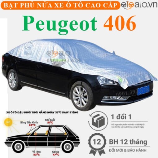 Bạt phủ nóc xe Peugeot 406 vải dù 3 lớp cao cấp - OTOALO