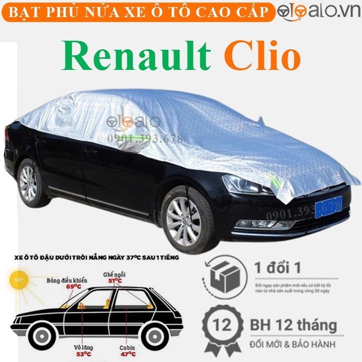 Bạt phủ nóc xe Renault Clio vải dù 3 lớp cao cấp - OTOALO
