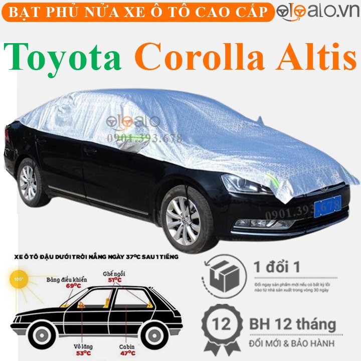 Bạt phủ nóc xe Toyota Corolla Altis vải dù 3 lớp cao cấp - OTOALO