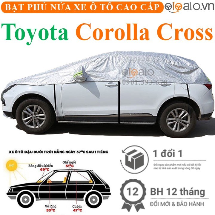 Bạt phủ nóc xe Toyota Corolla Cross vải dù 3 lớp cao cấp - OTOALO