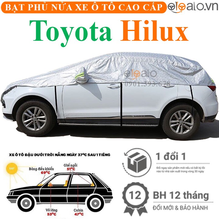 Bạt phủ nóc xe Toyota Hilux vải dù 3 lớp cao cấp - OTOALO