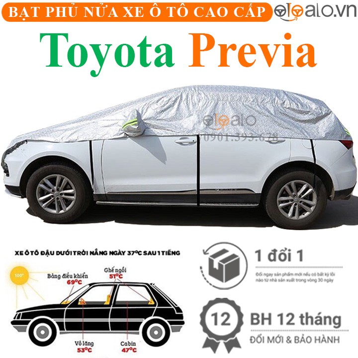 Bạt phủ nóc xe Toyota Previa vải dù 3 lớp cao cấp - OTOALO