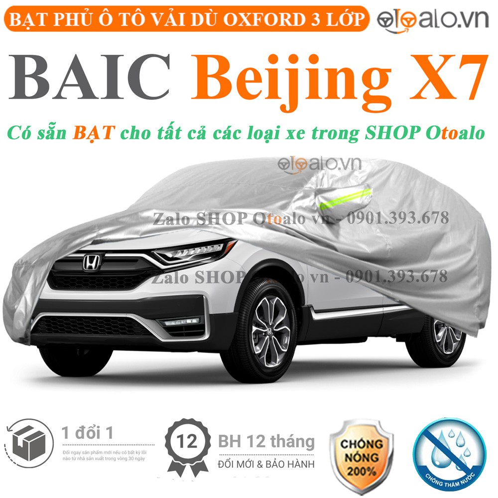 Bạt phủ xe ô tô BAIC Beijing X7 vải dù 3 lớp cao cấp - OTOALO