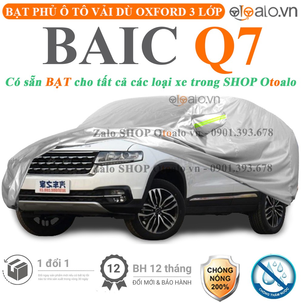 Bạt phủ xe ô tô BAIC Q7 vải dù 3 lớp cao cấp - OTOALO