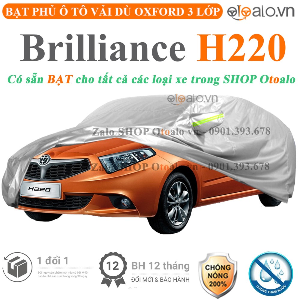 Bạt phủ xe ô tô Brilliance H3 vải dù 3 lớp cao cấp - OTOALO