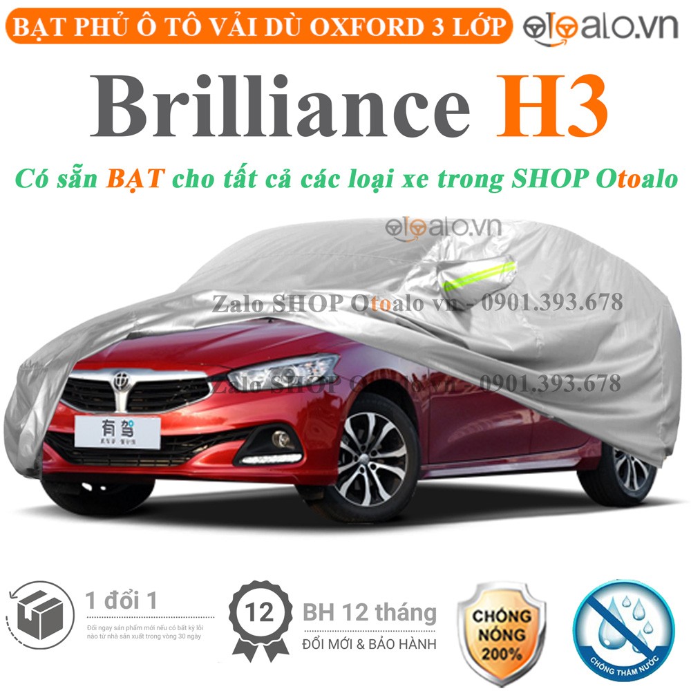 Bạt phủ xe ô tô Brilliance H220 vải dù 3 lớp cao cấp - OTOALO