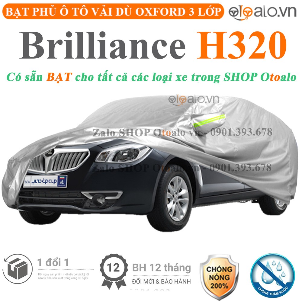 Bạt phủ xe ô tô Brilliance H320 vải dù 3 lớp cao cấp - OTOALO