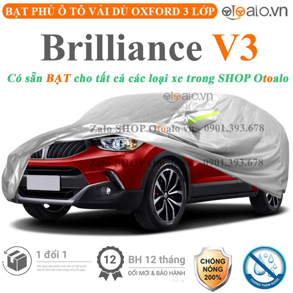 Bạt phủ xe ô tô Brilliance V3 vải dù 3 lớp cao cấp - OTOALO