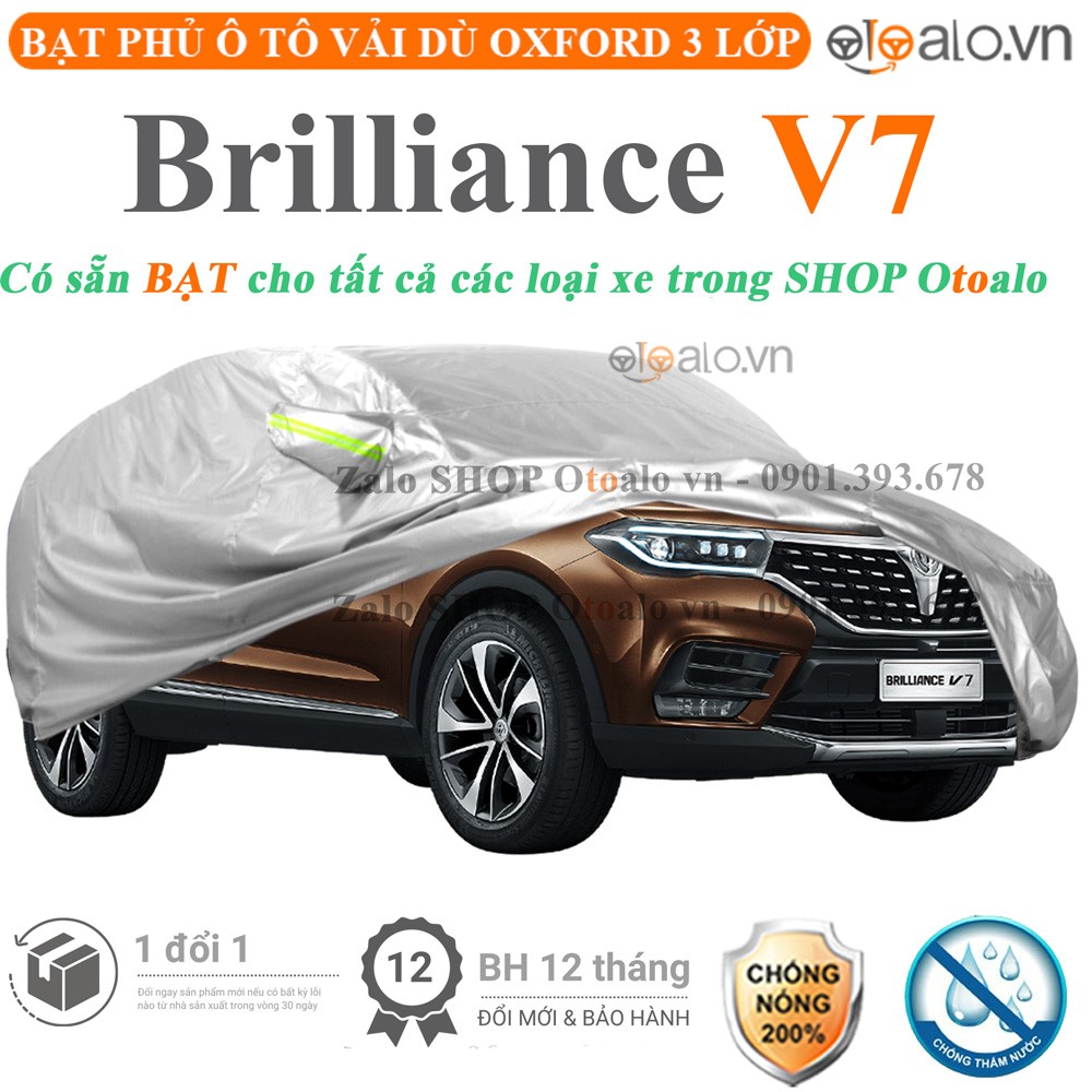 Bạt phủ xe ô tô Brilliance V7 vải dù 3 lớp cao cấp - OTOALO