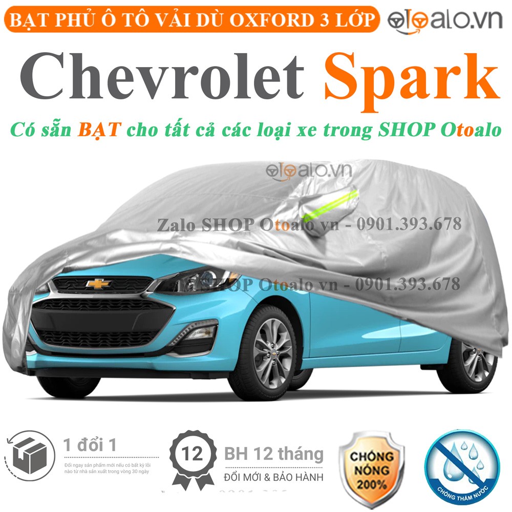 Bạt phủ xe ô tô Chevrolet Spark vải dù 3 lớp cao cấp - OTOALO
