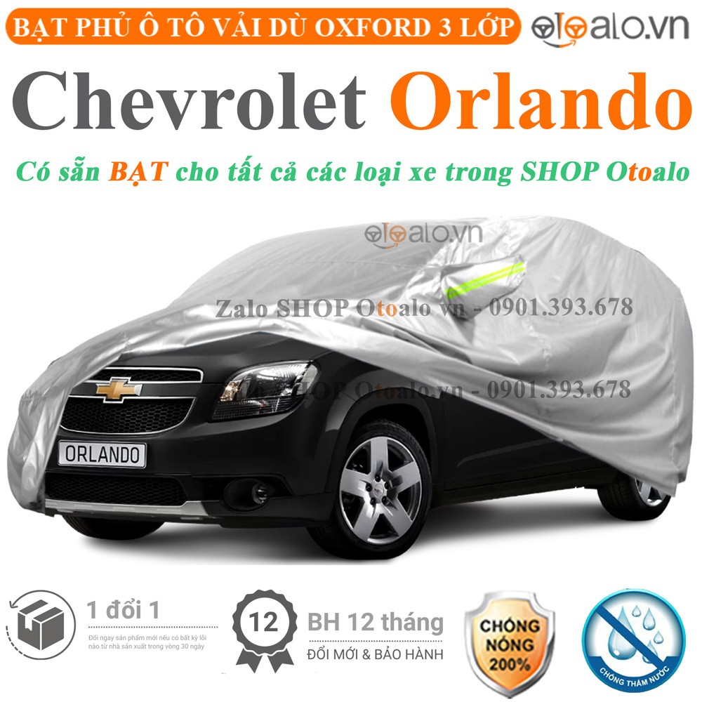 Bạt phủ xe ô tô Chevrolet Orlando vải dù 3 lớp cao cấp - OTOALO