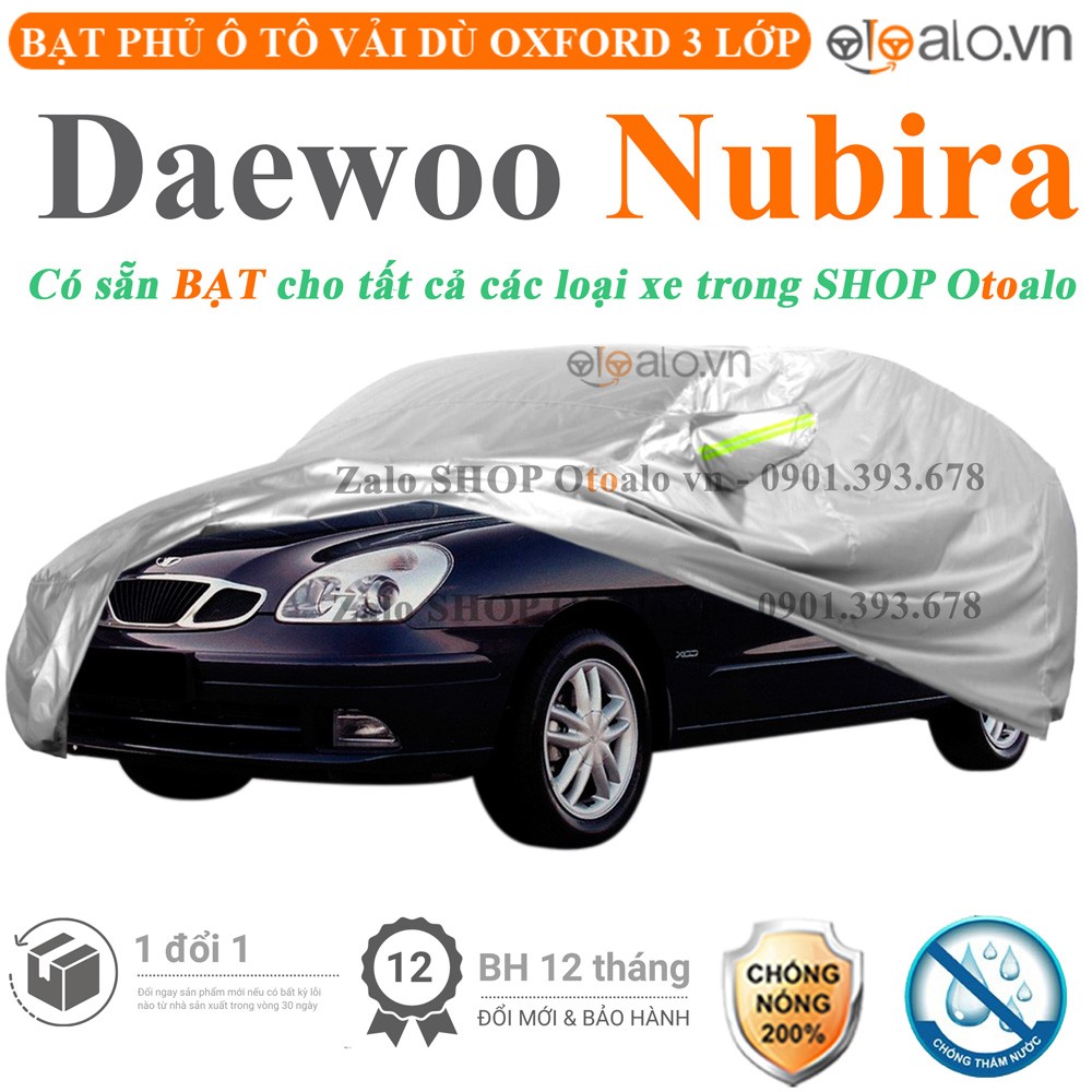 Bạt phủ xe ô tô Daewoo Nubira vải dù 3 lớp cao cấp - OTOALO