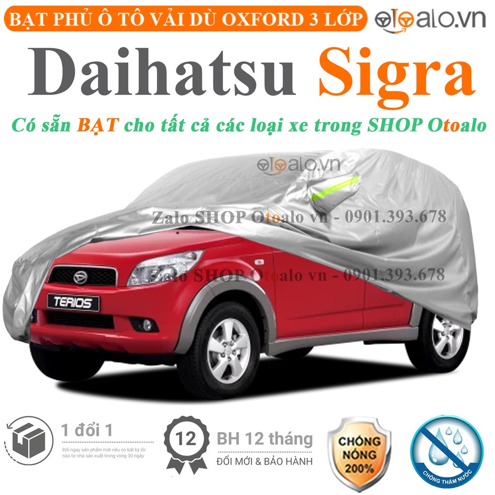 Bạt phủ xe ô tô Daihatsu Sigra vải dù 3 lớp cao cấp - OTOALO