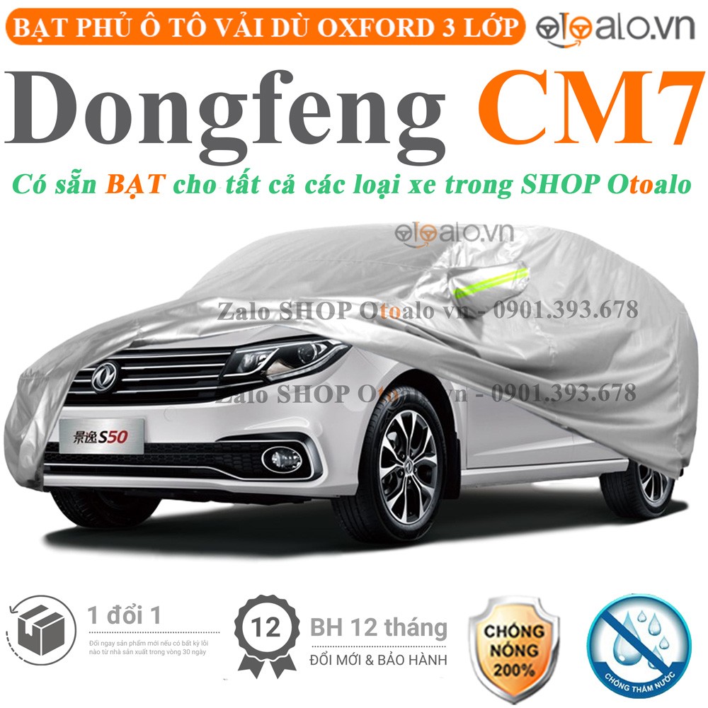 Bạt phủ xe ô tô Dongfeng CM7 vải dù 3 lớp cao cấp - OTOALO