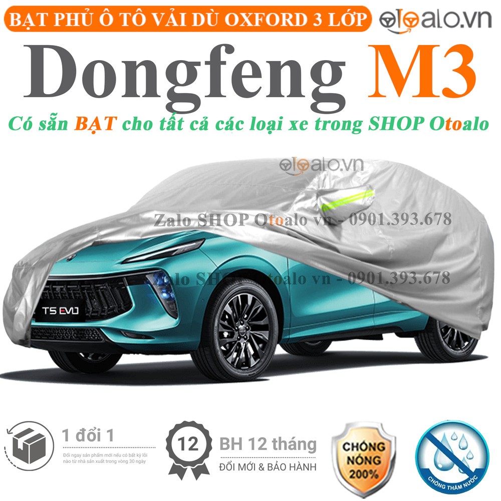 Bạt phủ xe ô tô Dongfeng M3 vải dù 3 lớp cao cấp - OTOALO