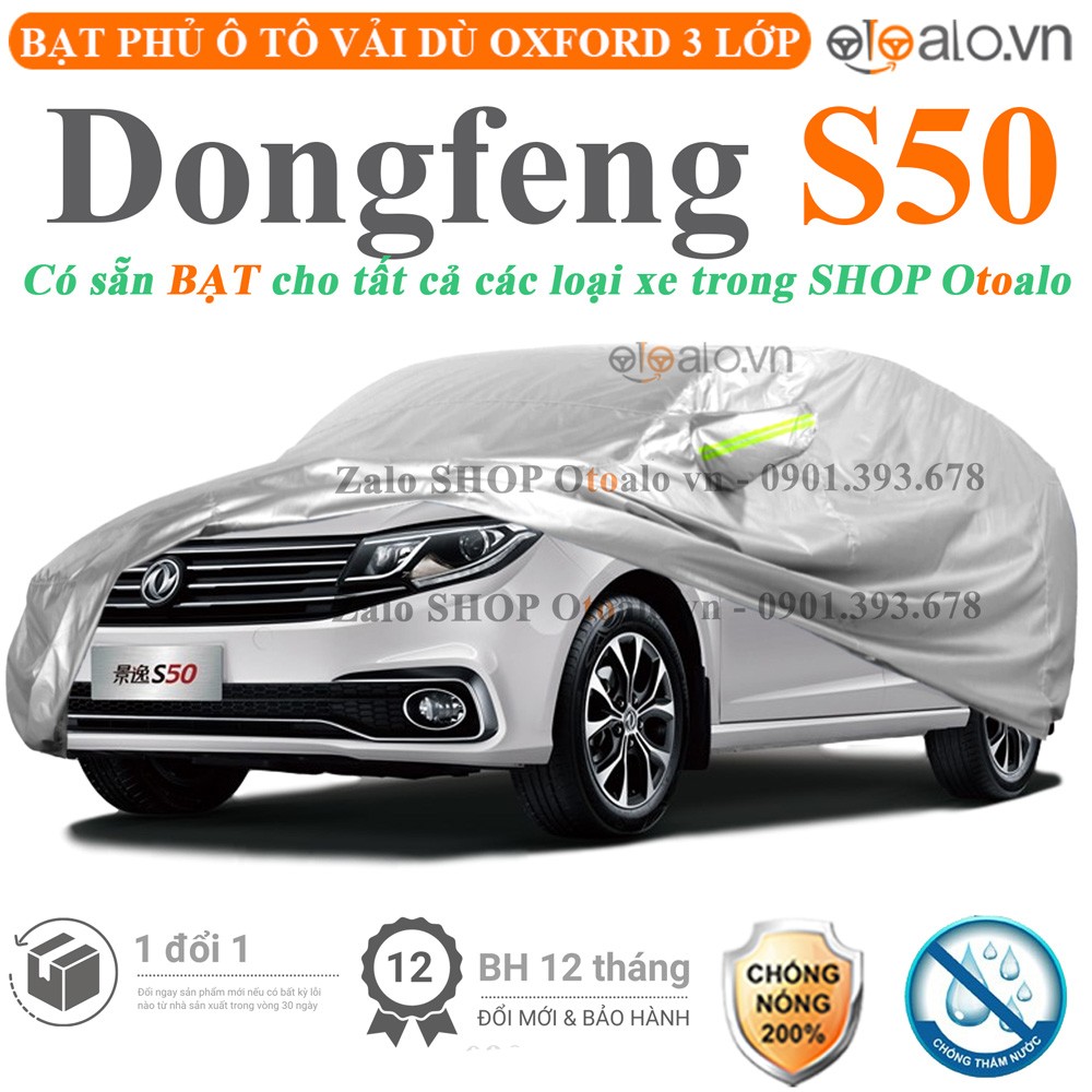 Bạt phủ xe ô tô Dongfeng S50 vải dù 3 lớp cao cấp - OTOALO