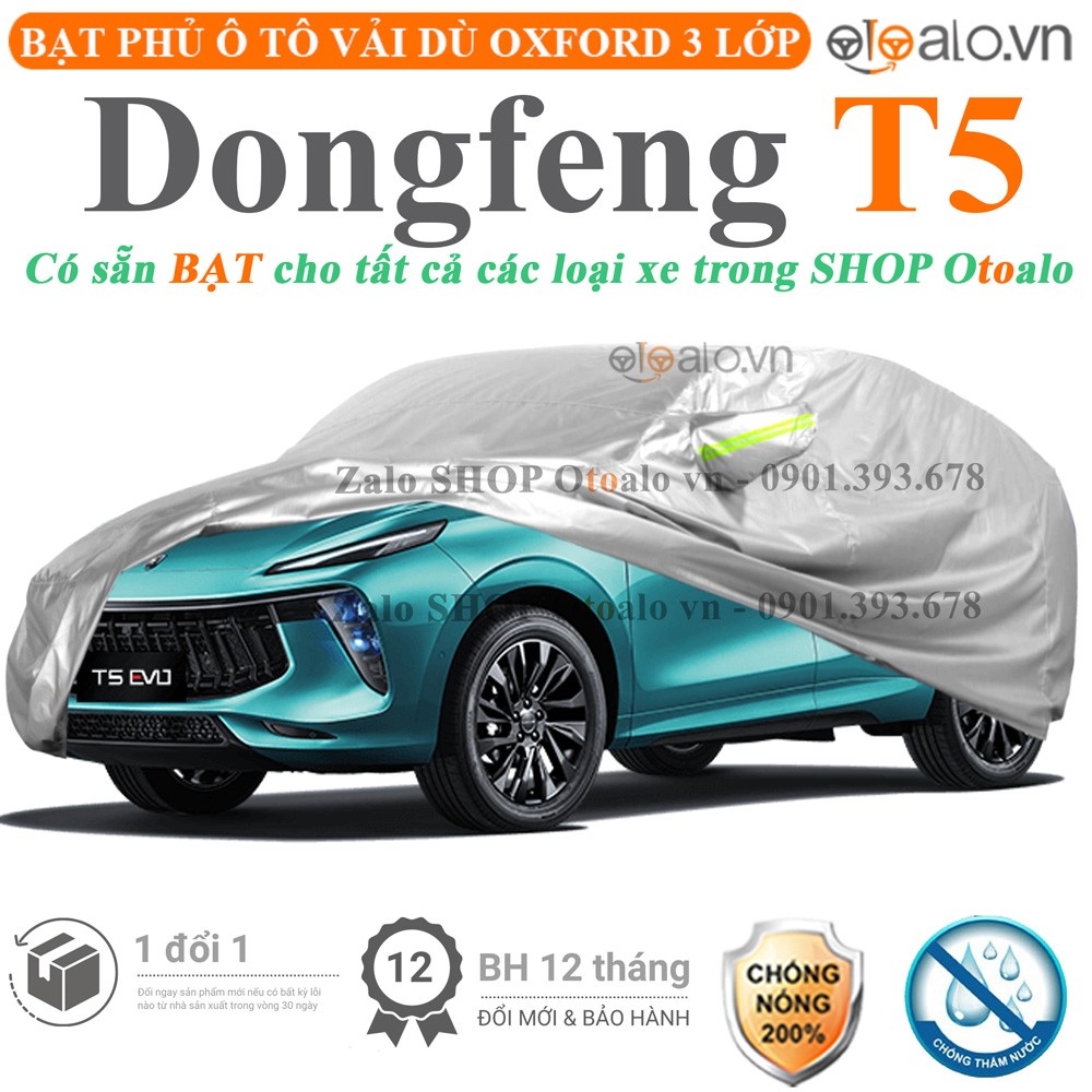 Bạt phủ xe ô tô Dongfeng T5 vải dù 3 lớp cao cấp - OTOALO