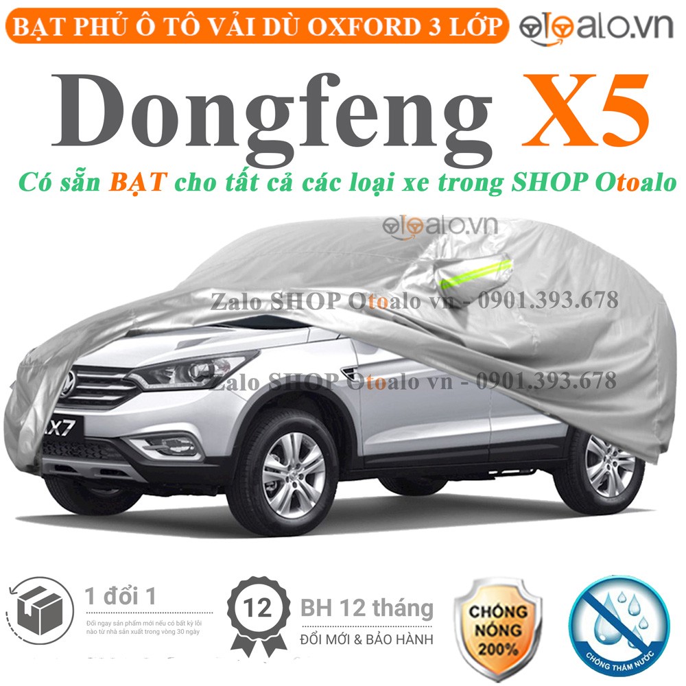 Bạt phủ xe ô tô Dongfeng X5 vải dù 3 lớp cao cấp - OTOALO
