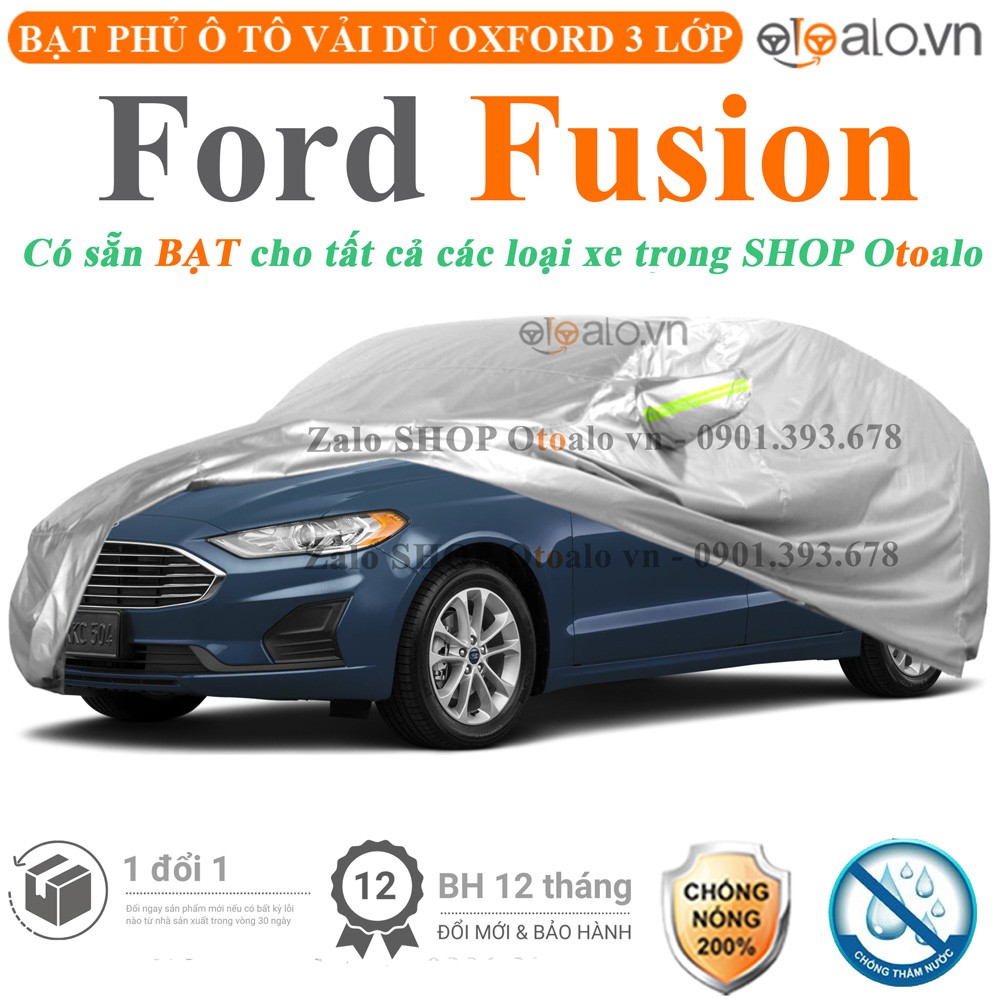 Bạt phủ xe ô tô Ford Fusion vải dù 3 lớp cao cấp - OTOALO