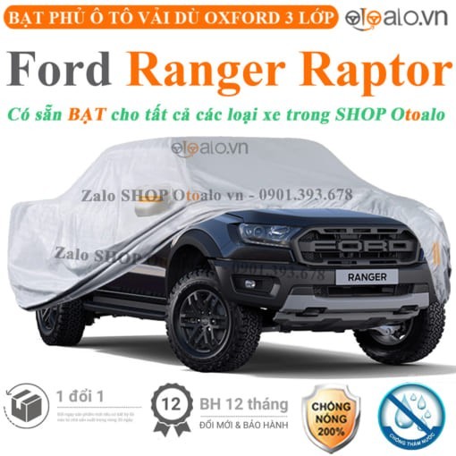 Bạt phủ xe ô tô Ford Ranger Raptor vải dù 3 lớp cao cấp - OTOALO
