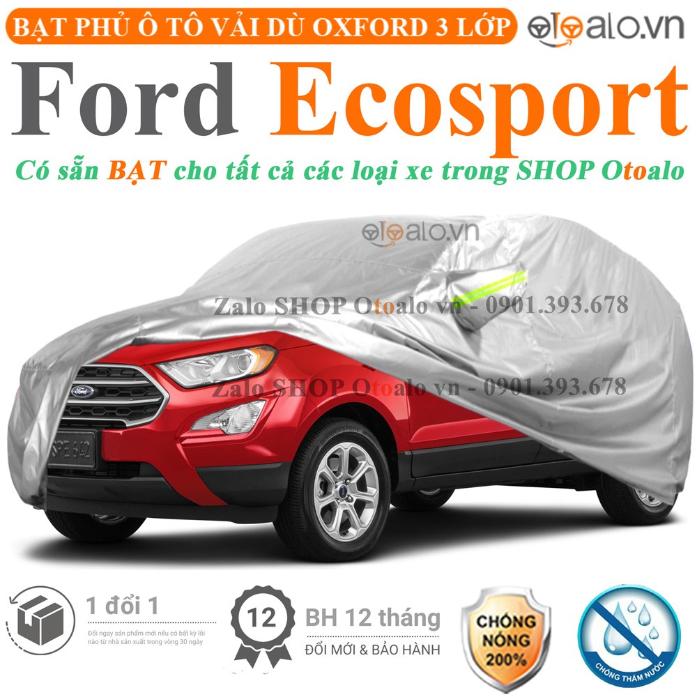 Bạt phủ xe ô tô Ford Ecosport vải dù 3 lớp cao cấp - OTOALO