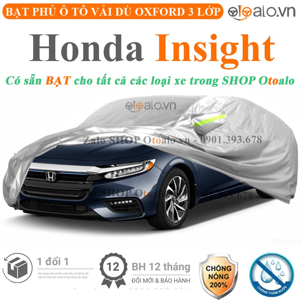 Bạt phủ xe ô tô Honda Insight vải dù 3 lớp cao cấp - OTOALO