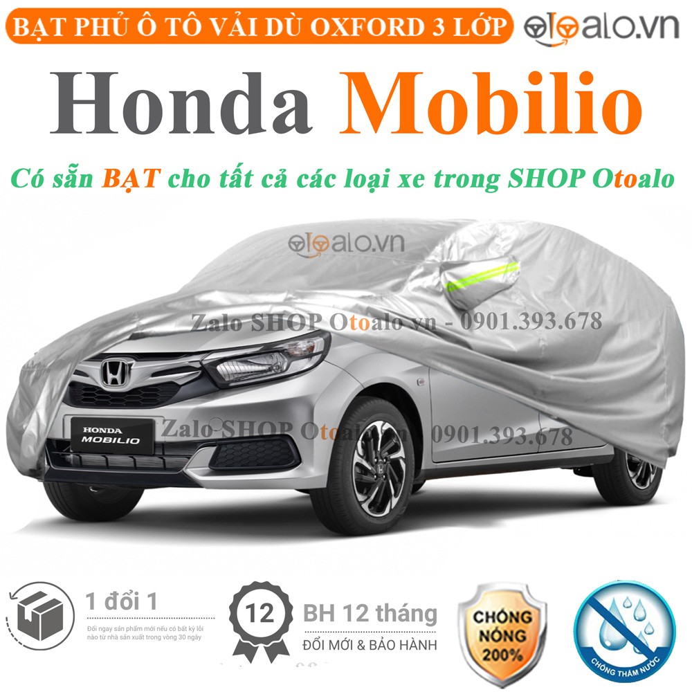 Bạt phủ xe ô tô Honda Mobilio vải dù 3 lớp cao cấp - OTOALO
