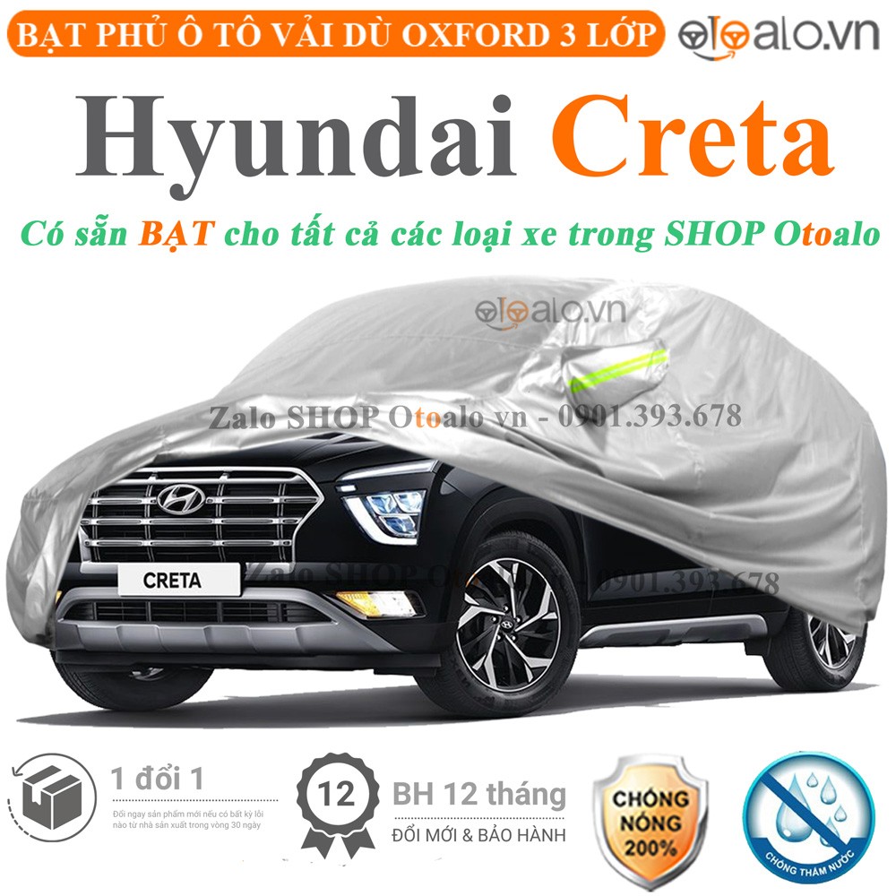 Bạt phủ xe ô tô Hyundai Creta vải dù 3 lớp cao cấp - OTOALO