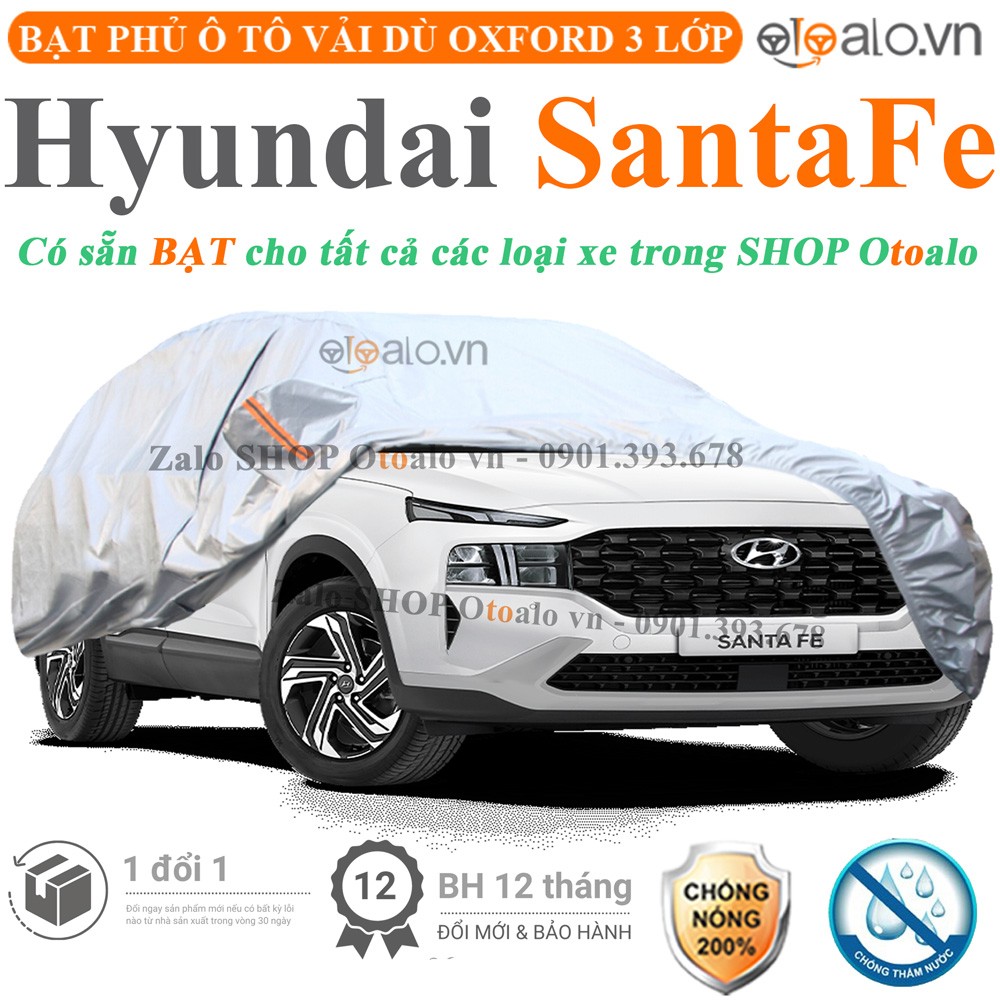 Bạt phủ xe ô tô Hyundai Santafe vải dù 3 lớp cao cấp - OTOALO