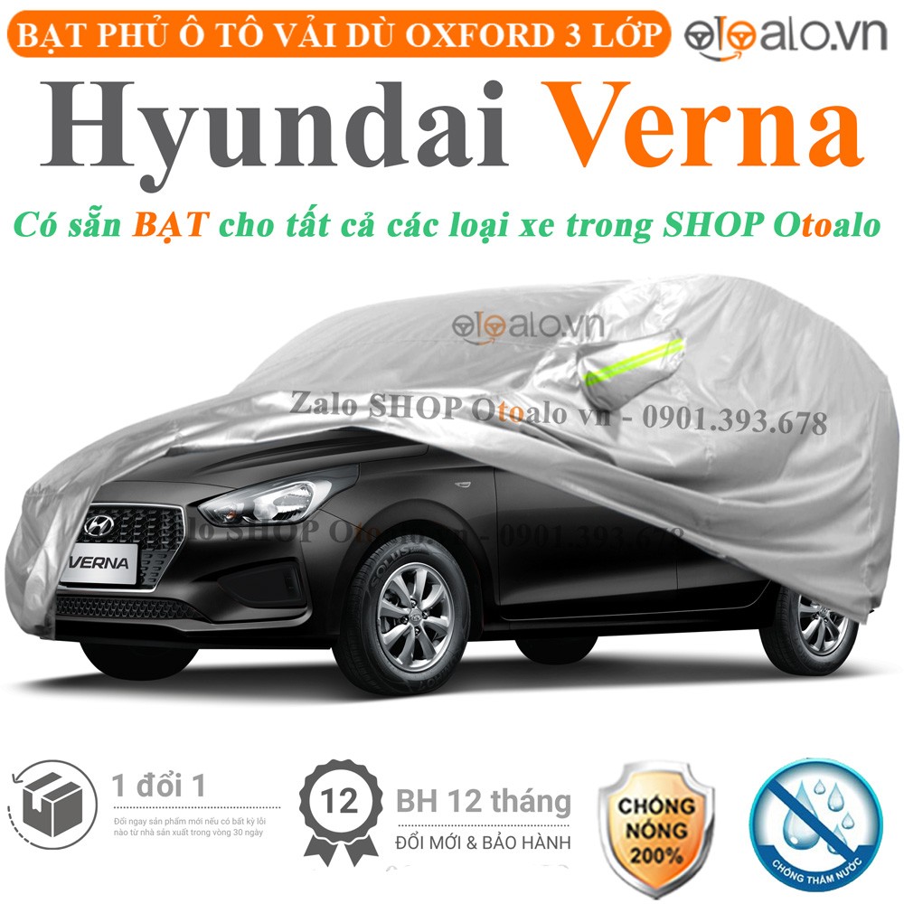 Bạt phủ xe ô tô Hyundai Verna vải dù 3 lớp cao cấp - OTOALO