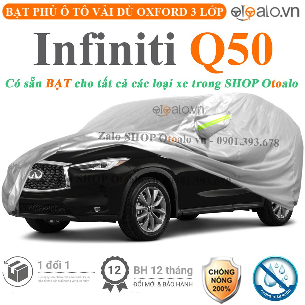 Bạt phủ xe ô tô Infiniti Q50 vải dù 3 lớp cao cấp - OTOALO