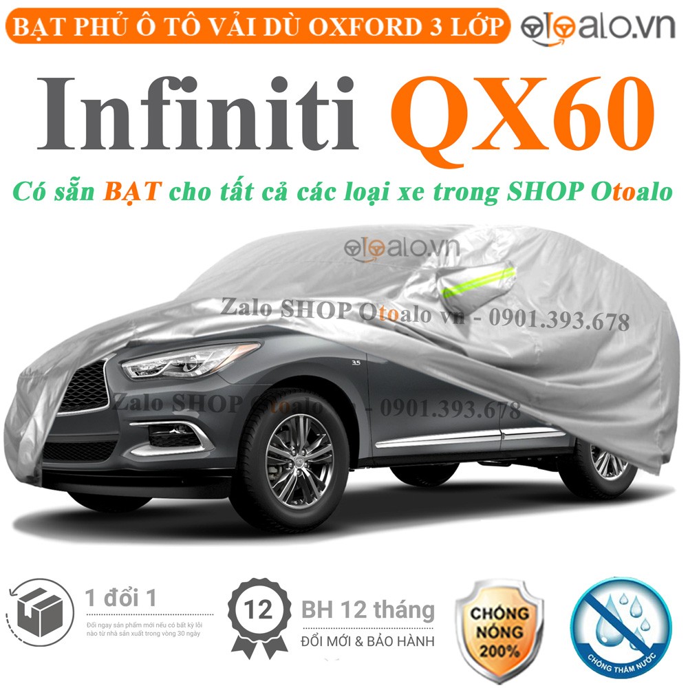 Bạt phủ xe ô tô Infiniti QX60 vải dù 3 lớp cao cấp - OTOALO