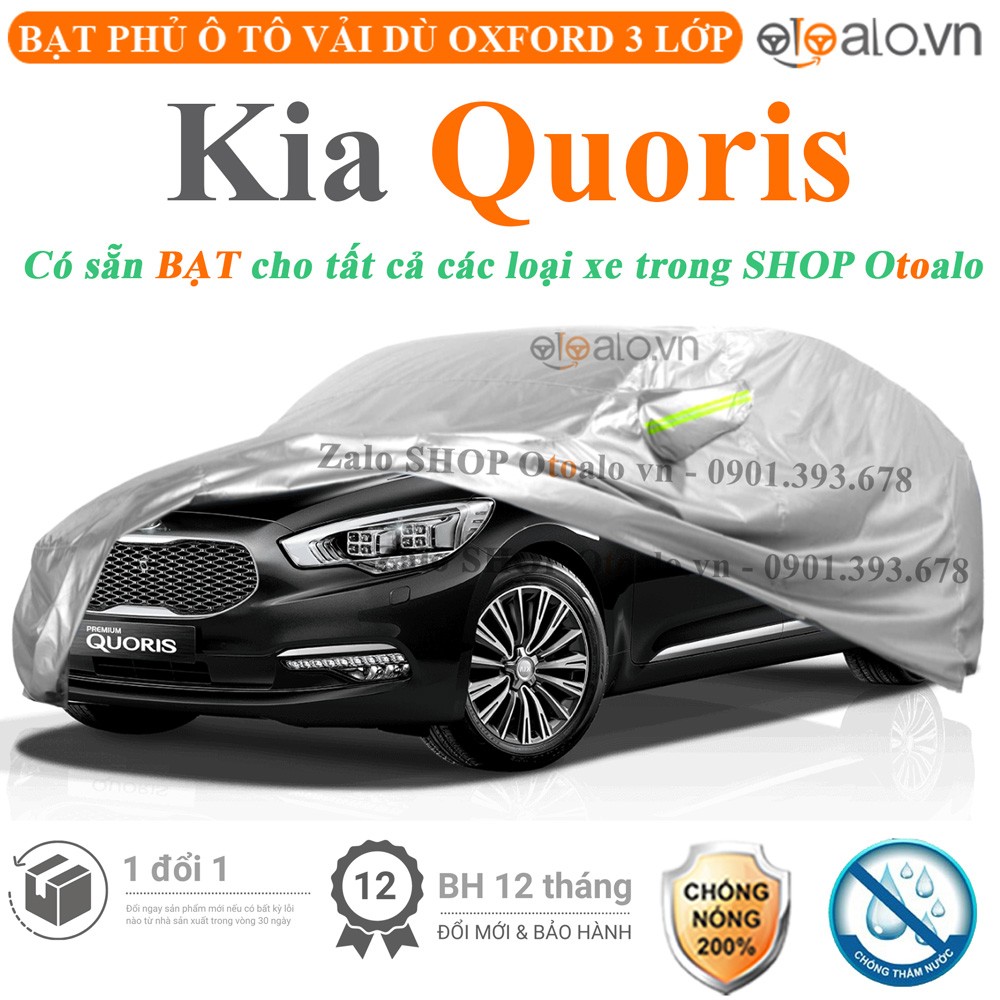 Bạt phủ xe ô tô Kia Quoris vải dù 3 lớp cao cấp - OTOALO