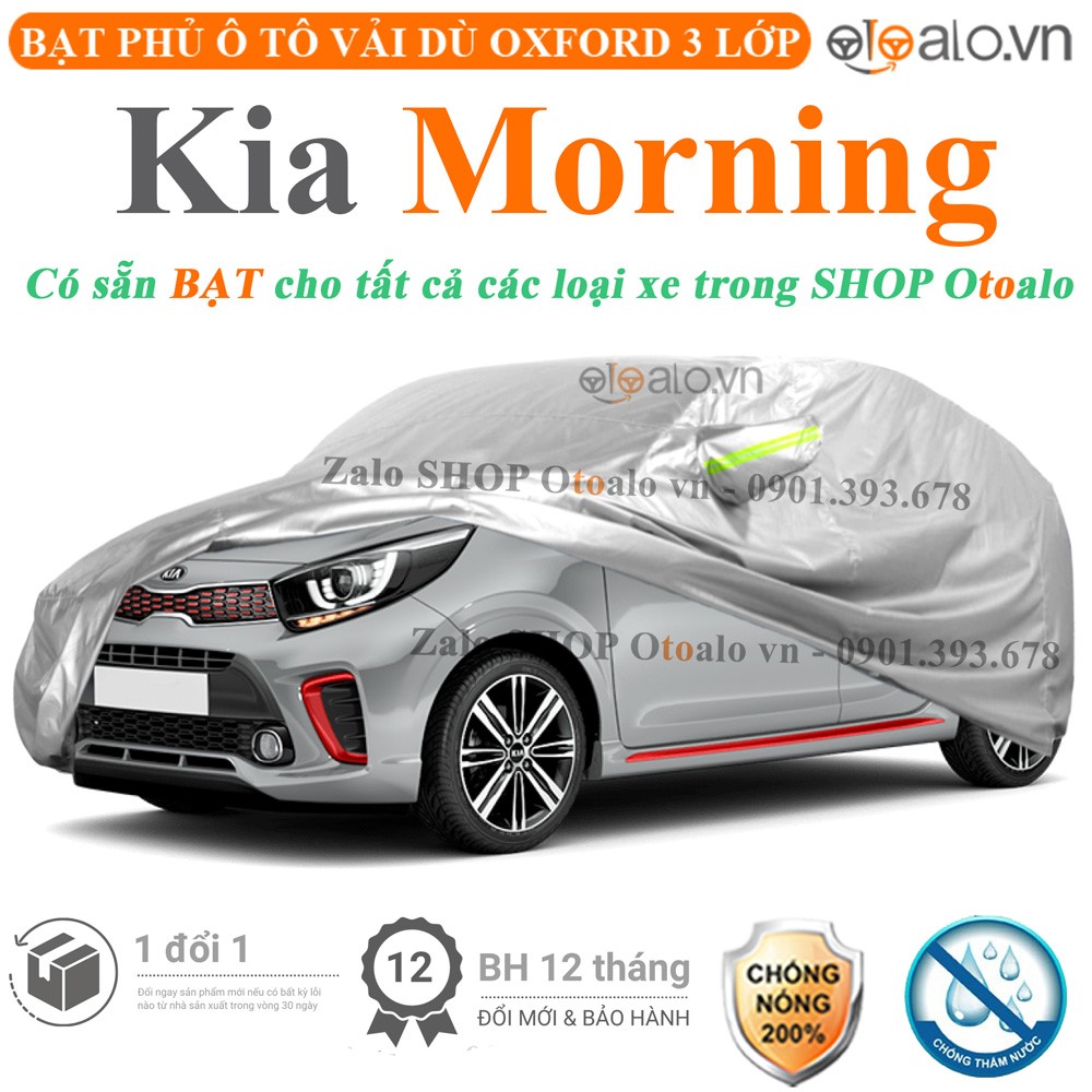 Bạt phủ xe ô tô Kia Morning vải dù 3 lớp cao cấp - OTOALO