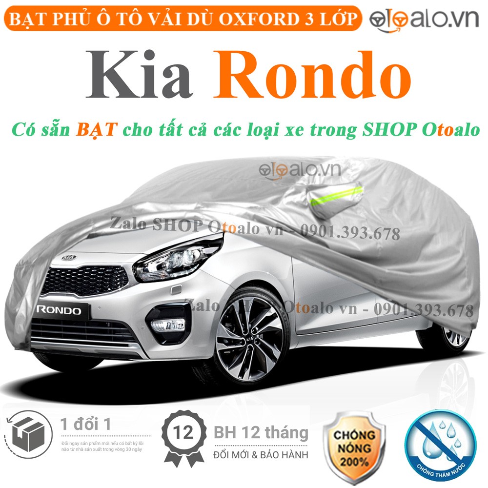 Bạt phủ xe ô tô Kia Rondo vải dù 3 lớp cao cấp - OTOALO