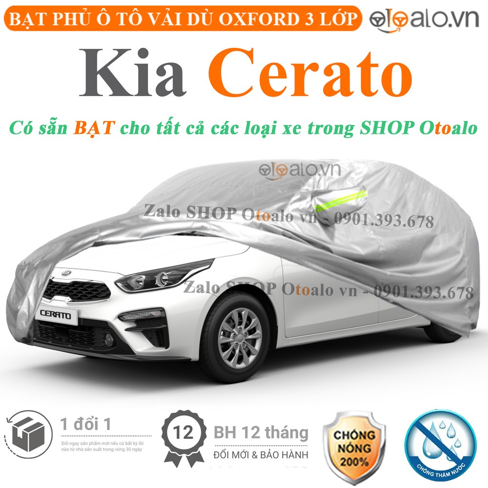Bạt phủ xe ô tô Kia Cerato vải dù 3 lớp cao cấp - OTOALO